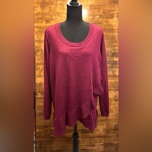 Lane Bryant - Ladies Long Sleeve Sweater - Size 18/20 - Ruffeled edge - Mauve